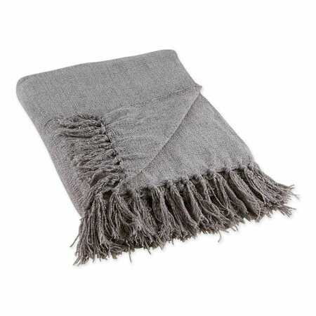 MADE4MANSIONS 50 x 60 in. Soft Chenille Throw with Solid Fringed - Gray MA2956322